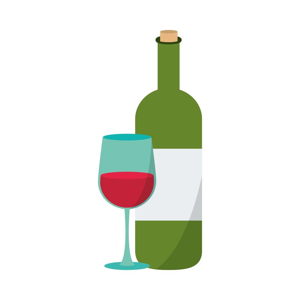wine bottle and cup vector