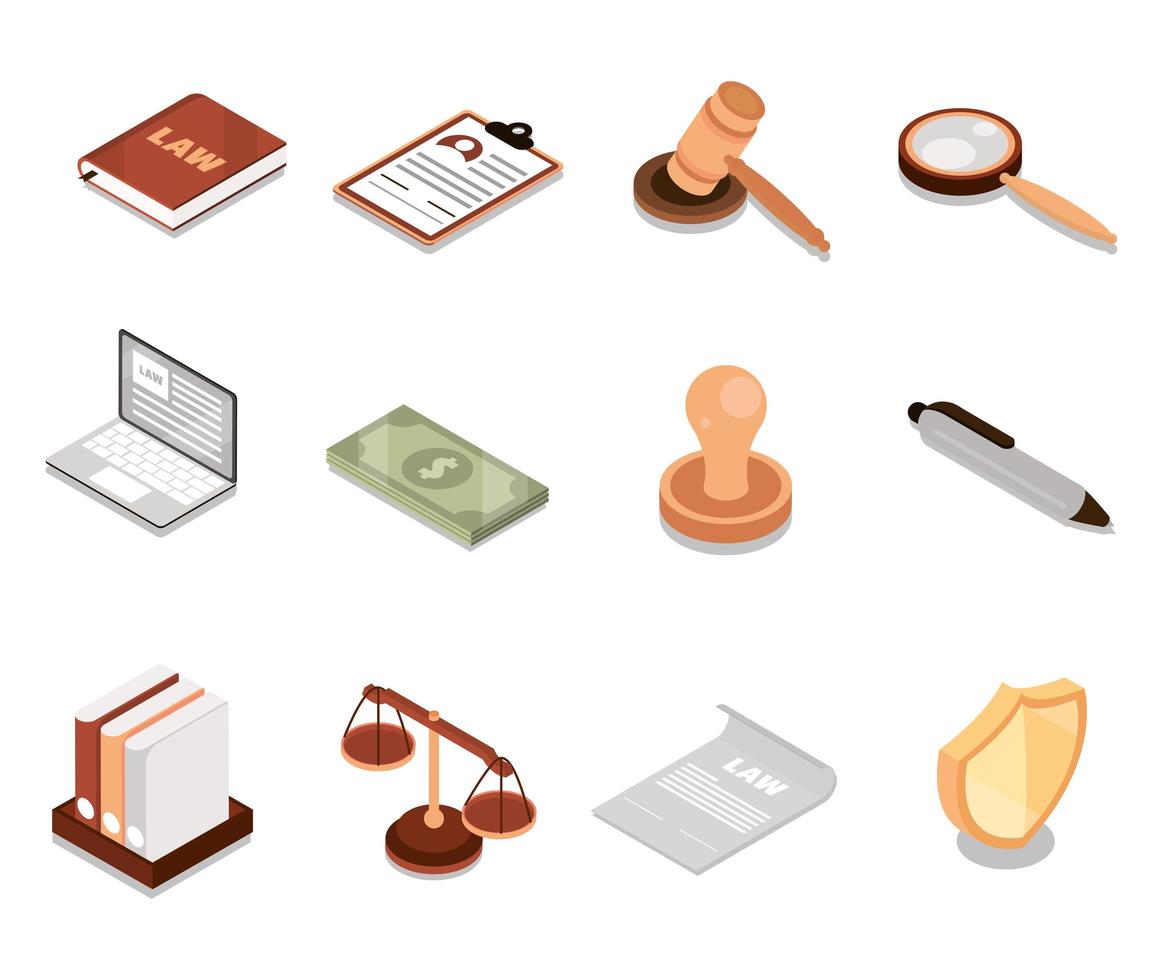 set of law and justice vector