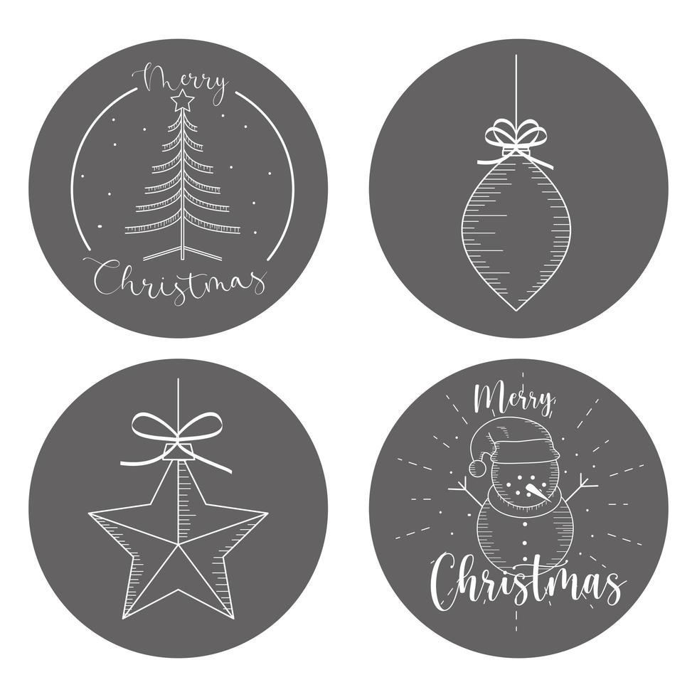 icons merry christmas vector