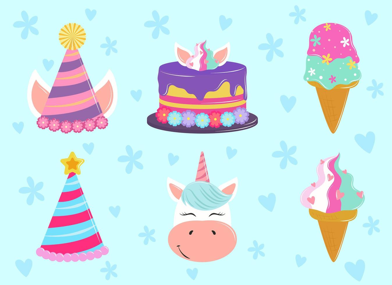 icons party unicorn vector