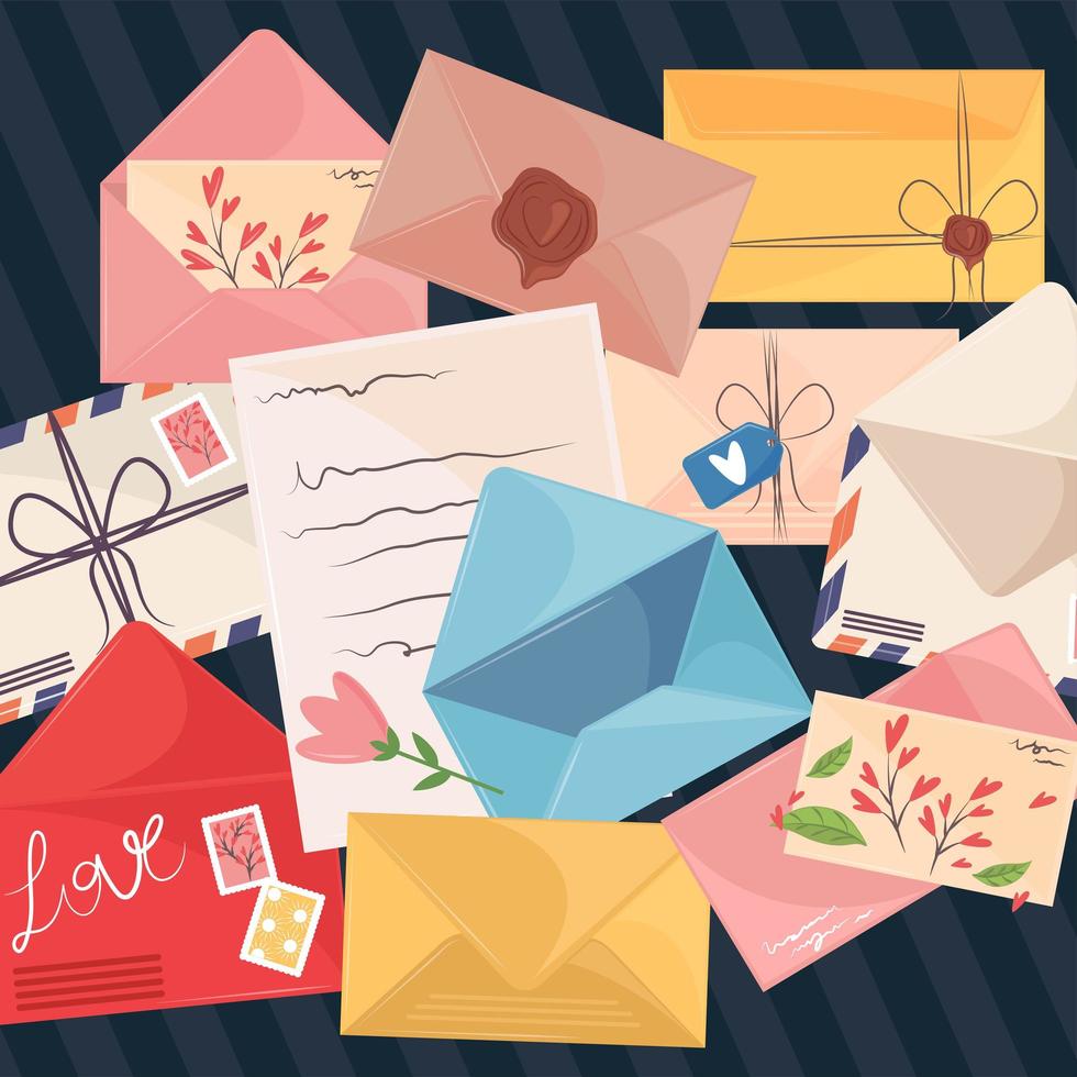 correo y sellos postales vector