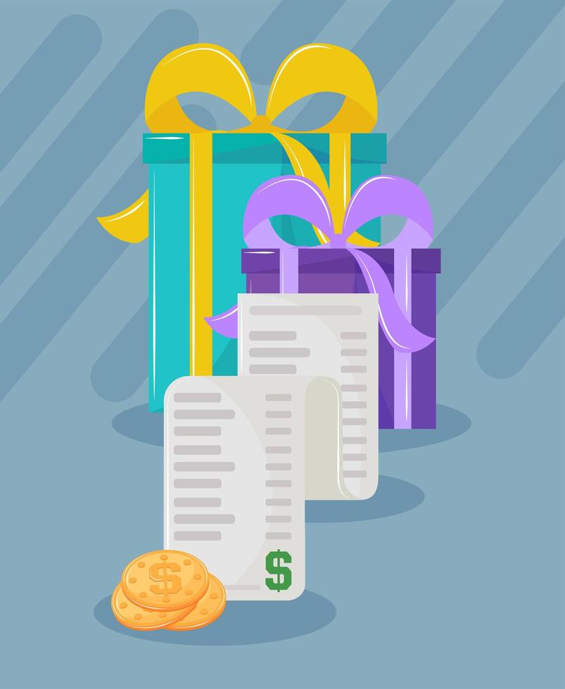 purchases gifts and money vector