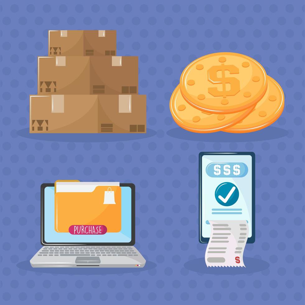 icons online purchases vector