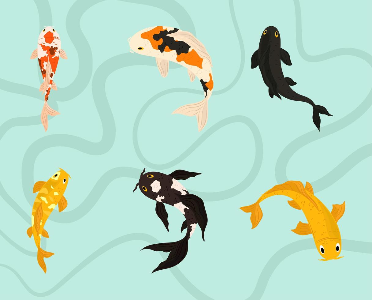 icons koi fishes vector