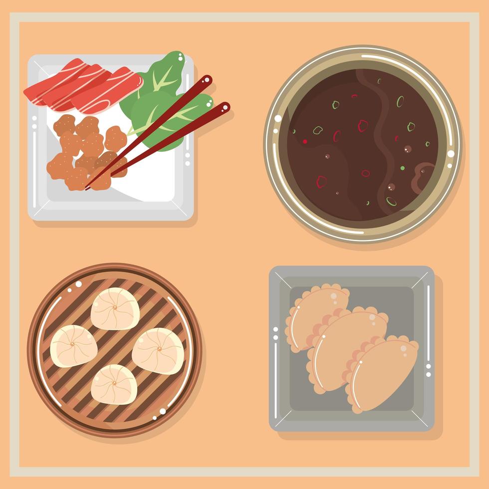 chinese dishes traditional vector