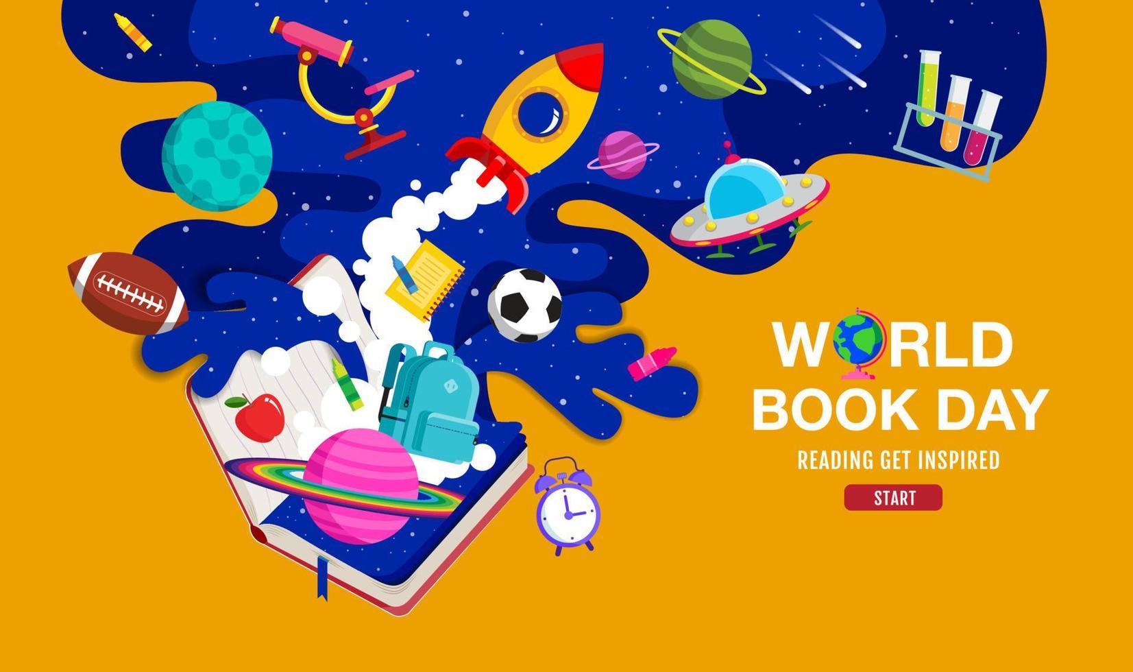 World book day, reading Imagination, back to school, template banner, vector illustration