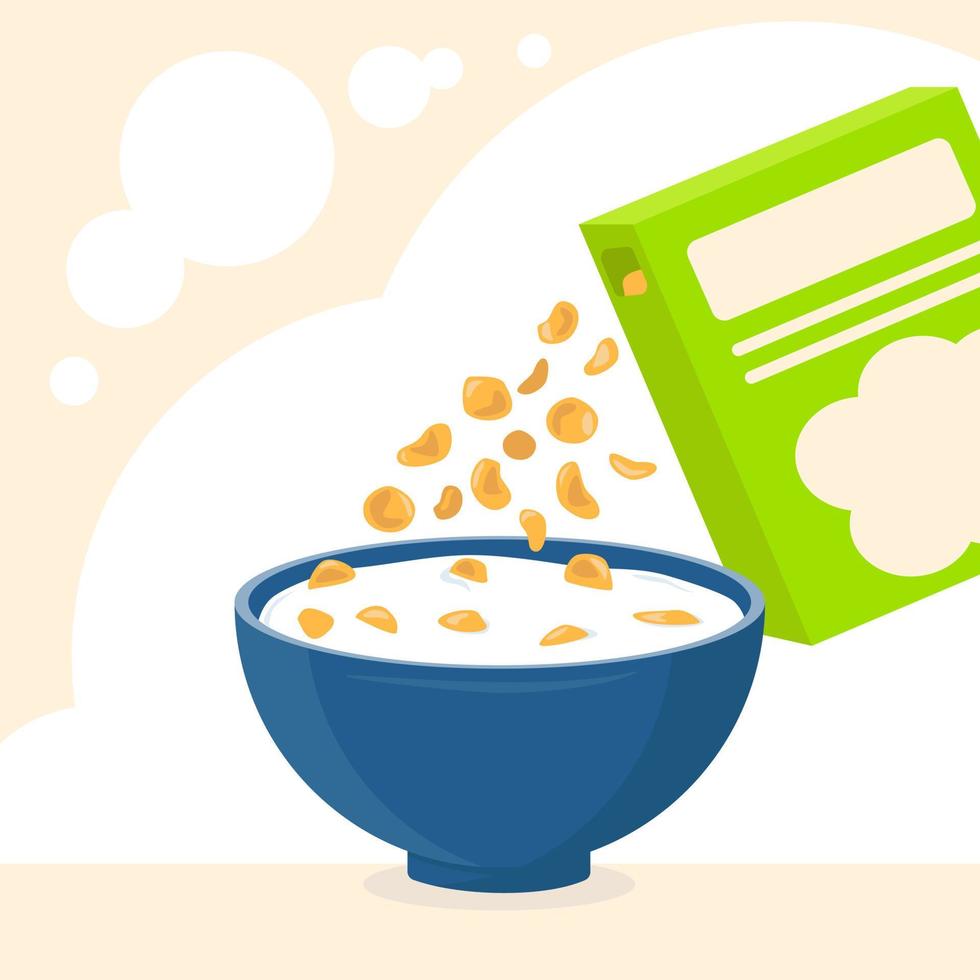 tazón azul de cereal y leche, caja brillante de cereal. concepto de desayuno saludable y rápido. comida para bebé. estilo de dibujos animados fondo suave, colores acogedores 6102048 Vector en Vecteezy tazón azul de cereal y leche, caja brillante de cereal. concepto de desayuno saludable y rápido. comida para bebé. estilo de dibujos animados fondo suave, colores acogedores 6102048 Vector en Vecteezy