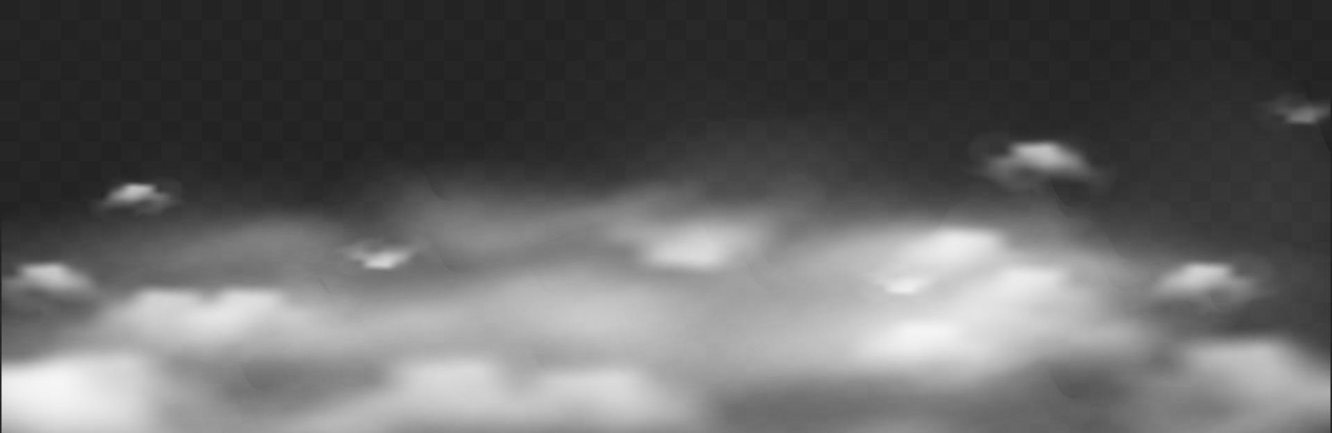 Horizontal realistic fog effect. Mist or cloud in motion overlay vector