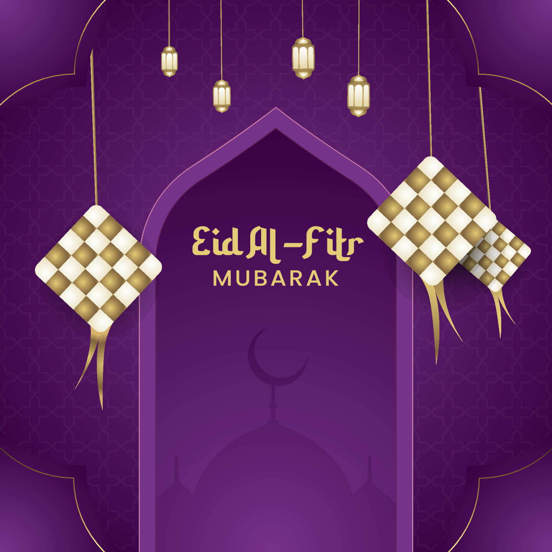 realistic eid al fitr hari raya aidilfitri illustration 6102155 Vector