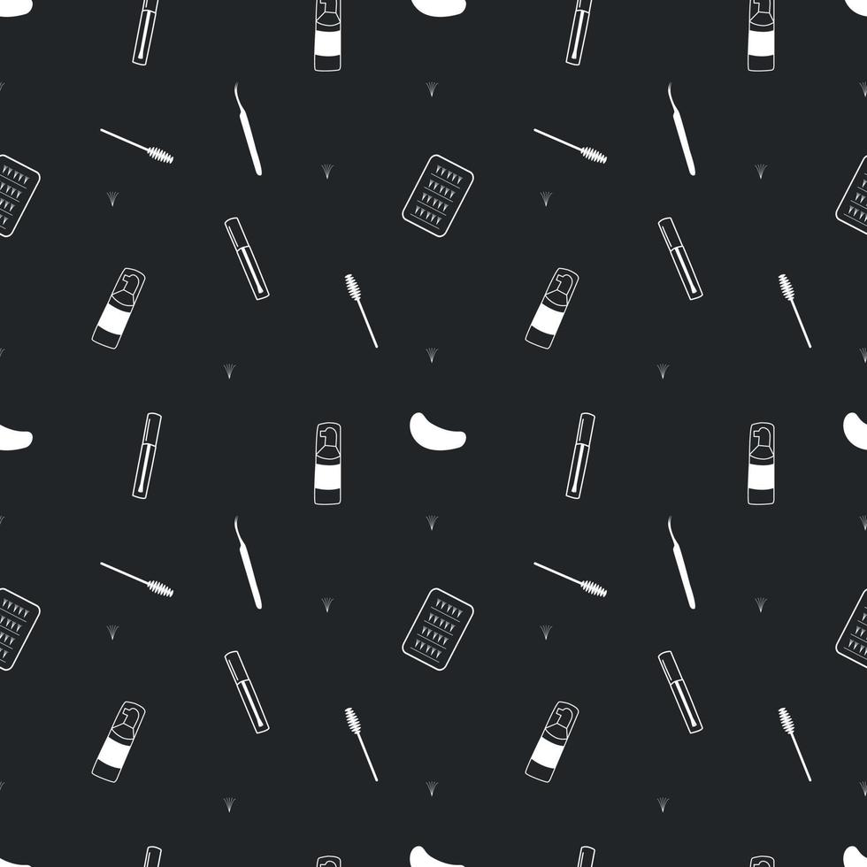 Eyelash Extension Tools, Seamless Pattern. Flat Vector Illustration.