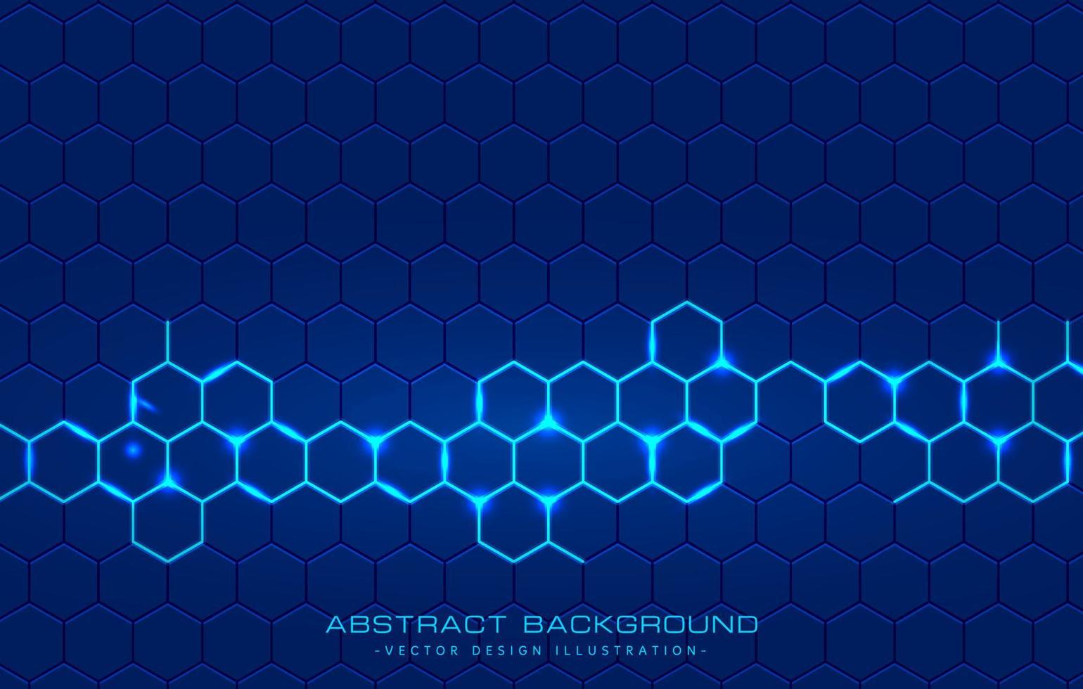 blue technology background with hexagonal glowing pattern vector