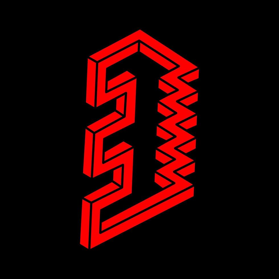 Impossible shapes. Sacred geometry. Modern logo.Optical illusion figure. Abstract eternal geometric objects. Impossible endless outline shapes. Op art. Impossible geometry shape on a black background. vector