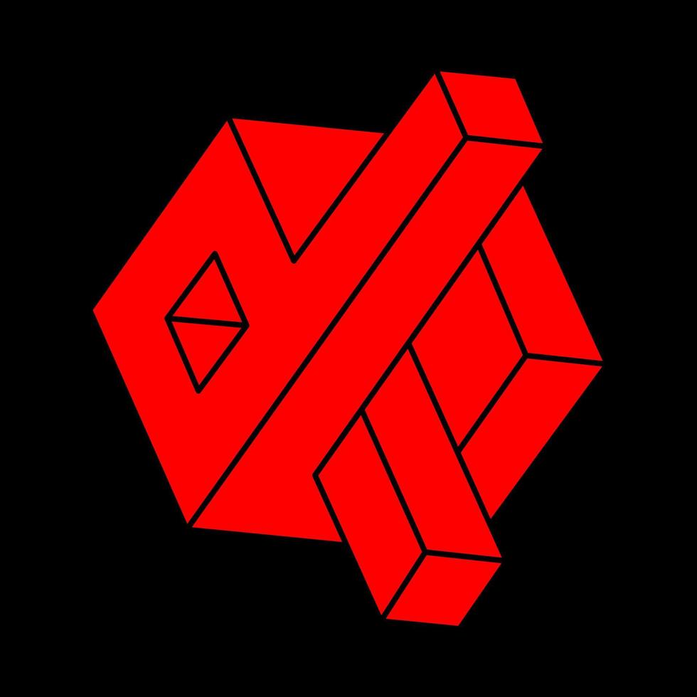 logotipo de ilusión óptica. vector de formas imposibles. objetos de arte óptico. figuras geometricas. paradoja.