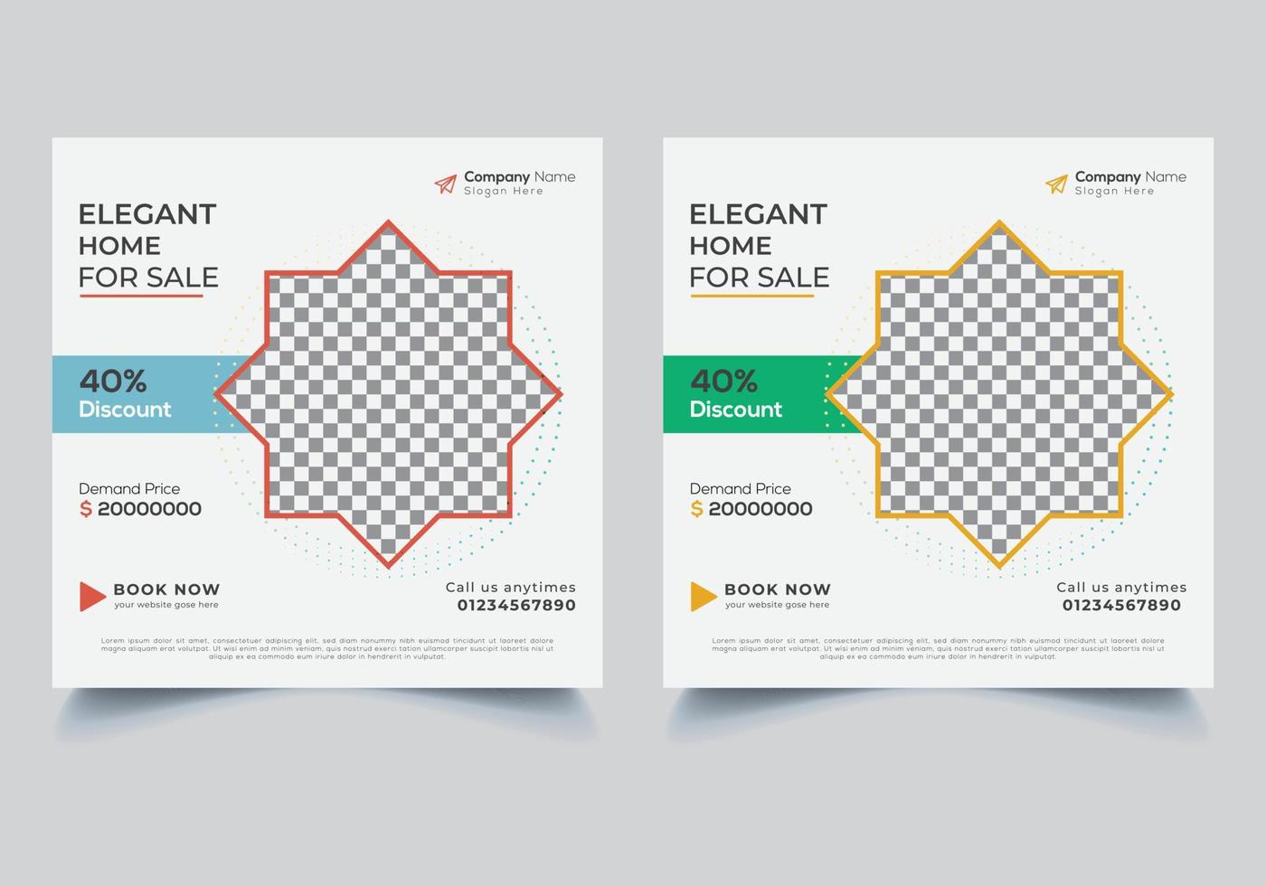 Real estate social media banner post template vector