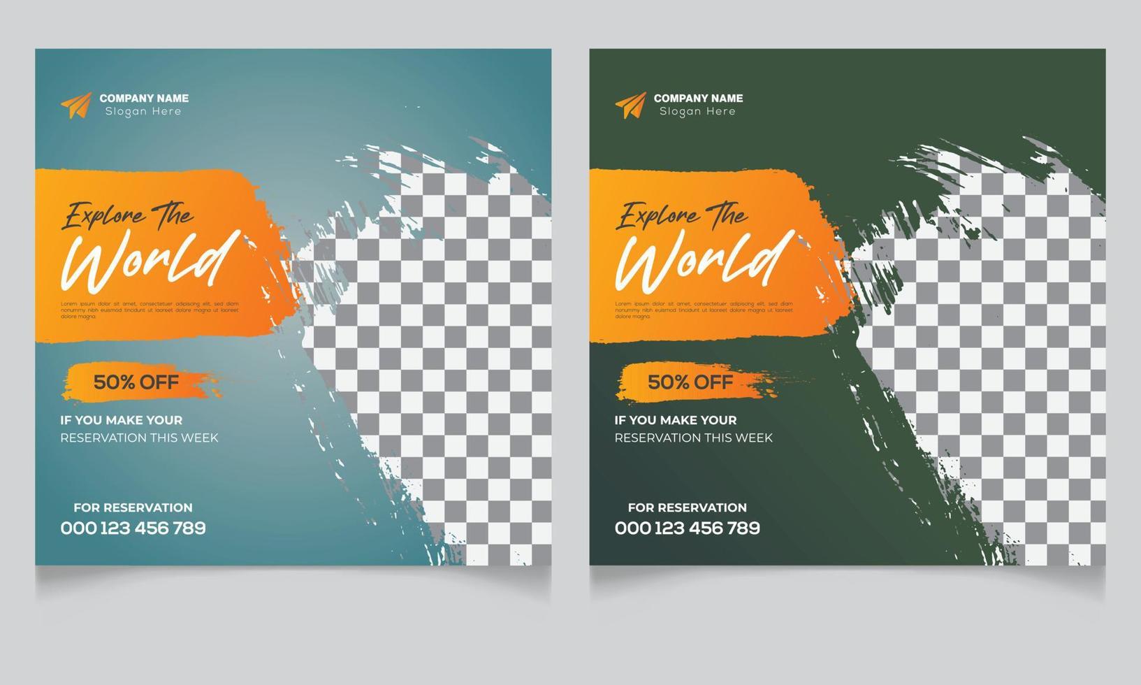 Travel Social Media Banner Post Template vector