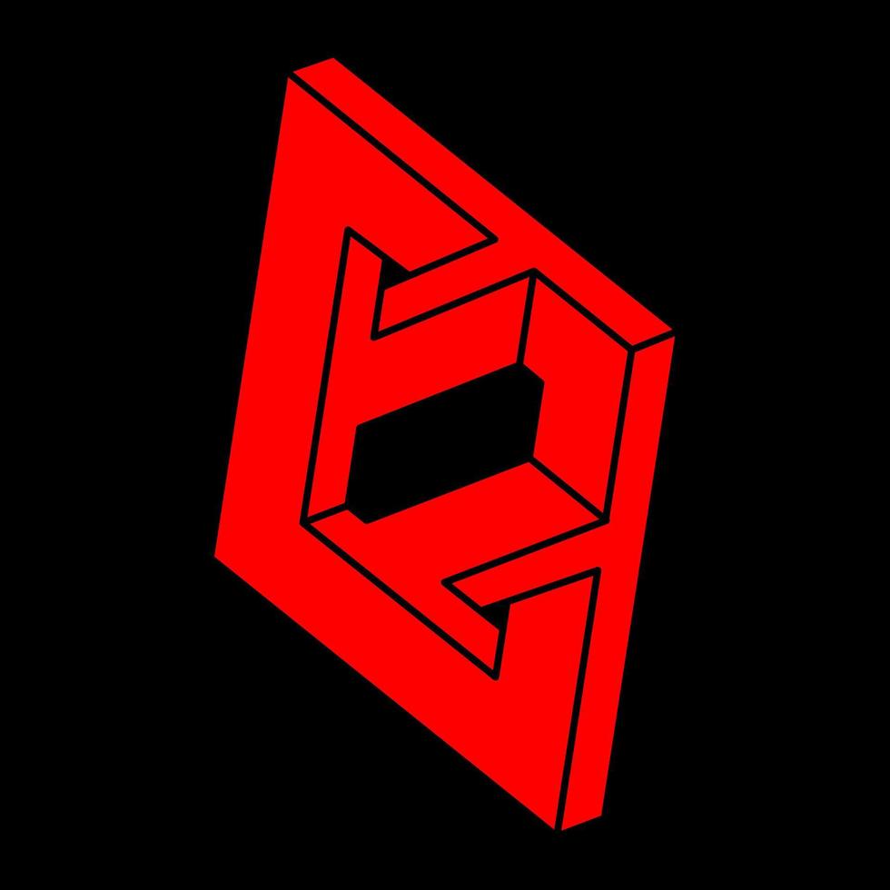 Impossible shape, optical illusion, vector. Optical art objects. Logo. Geometric figure. vector