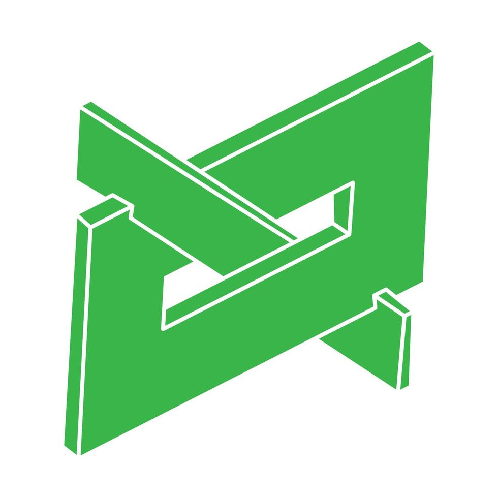 Impossible objects. Optical illusion logo. 3d illustration. vector