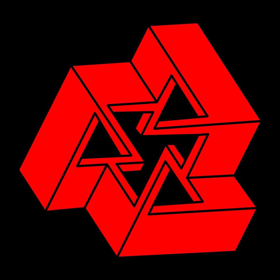 Logo. Impossible shapes, optical illusion, vector. Optical art objects. Geometric figures. Line art. vector