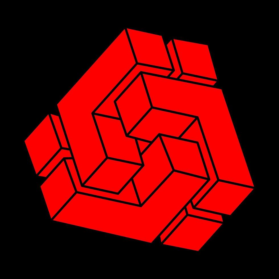 logotipo de geometría de paradoja. objetos de ilusión óptica. figuras geométricas sagradas. arte óptico. formas imposibles. vector