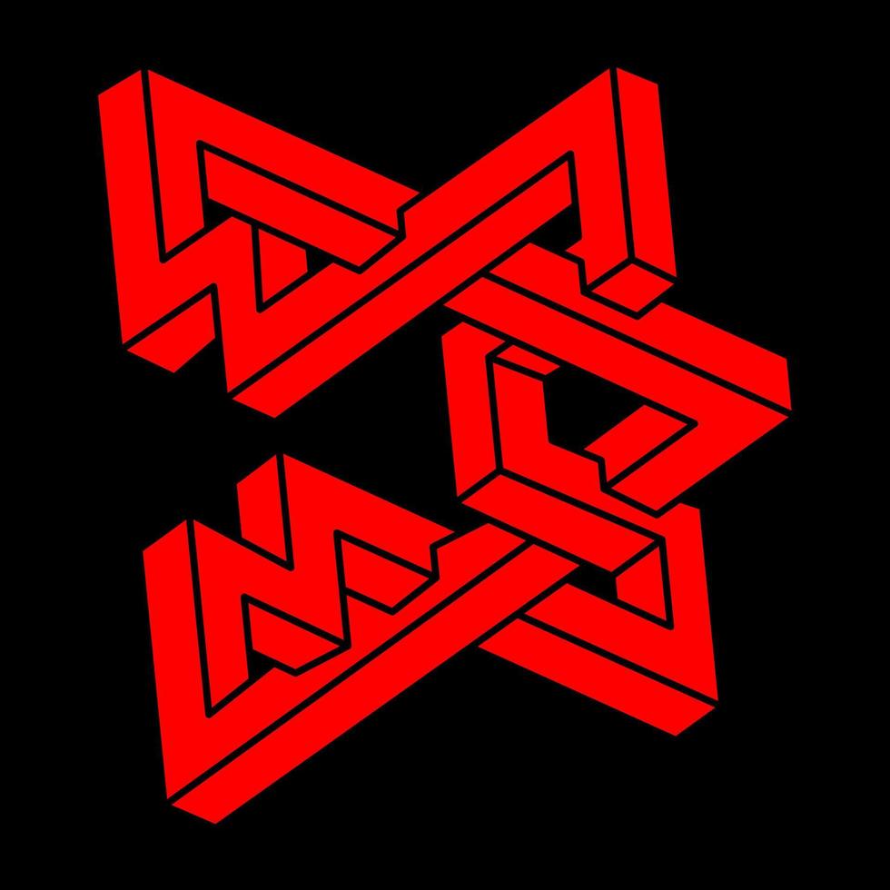 Illusion shape. 3d geometry object. Optical illusion figure. Sacred geometry logo. vector