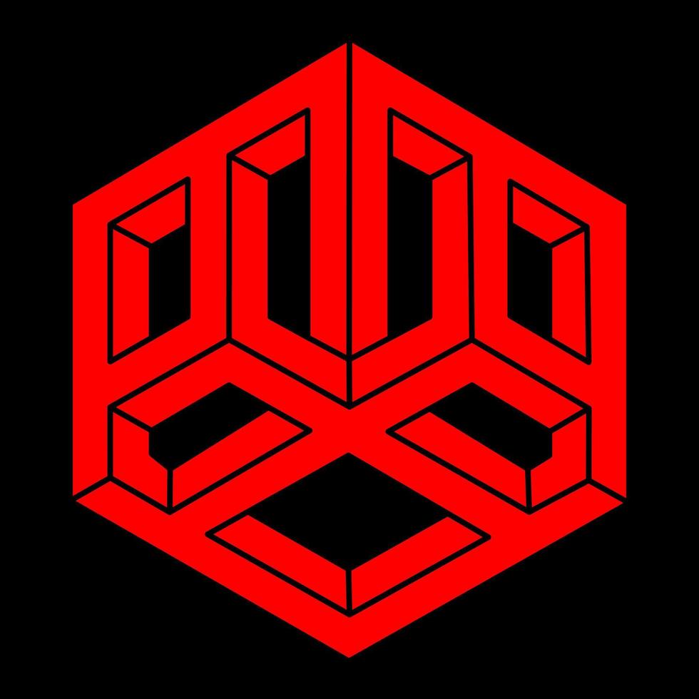 Impossible shape, optical illusion, vector. Optical art objects. Logo. Geometric figures. vector