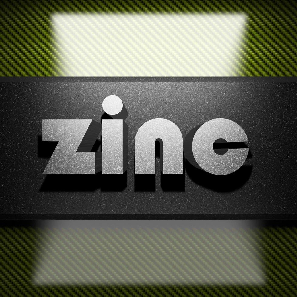 zinc palabra de hierro sobre carbono foto