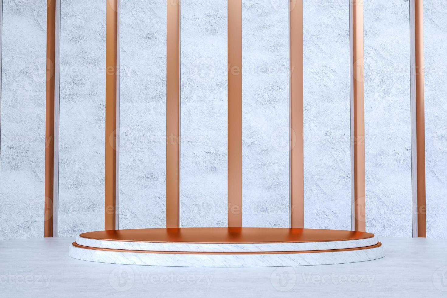 3d illustration. Cylindrical display stage for product presentation. Promotion or advertising photo