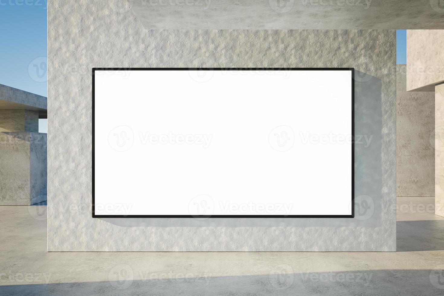 3D render. Blank advertising outdoor screen mockup. 16 9 aspect ratio photo