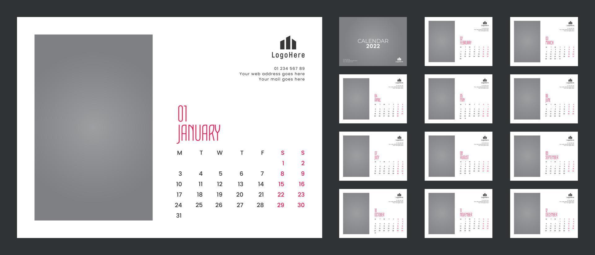 calendario colorido creativo de año nuevo simple y corporativo vector