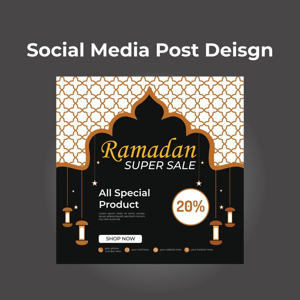 Ramadan creative sale and super offer social media post vector