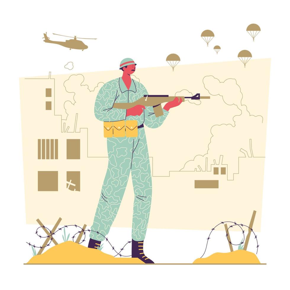 Armed Force in Battlefield vector