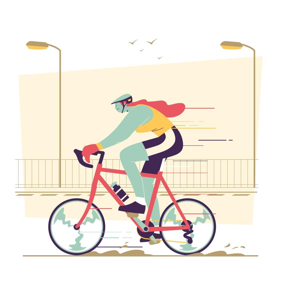Cyclist Riding on Bicycle vector