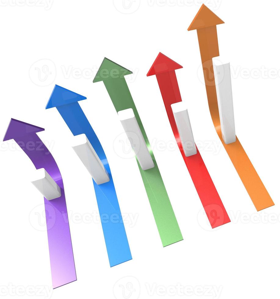 Colorful arrow and graph. Growing business concept.3D rendering. photo