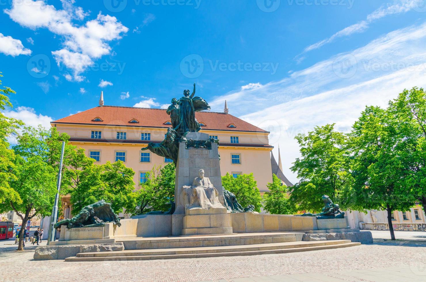 Frantisek Palacky monument on Palace square Palackeho namesti and Ministry of Health photo