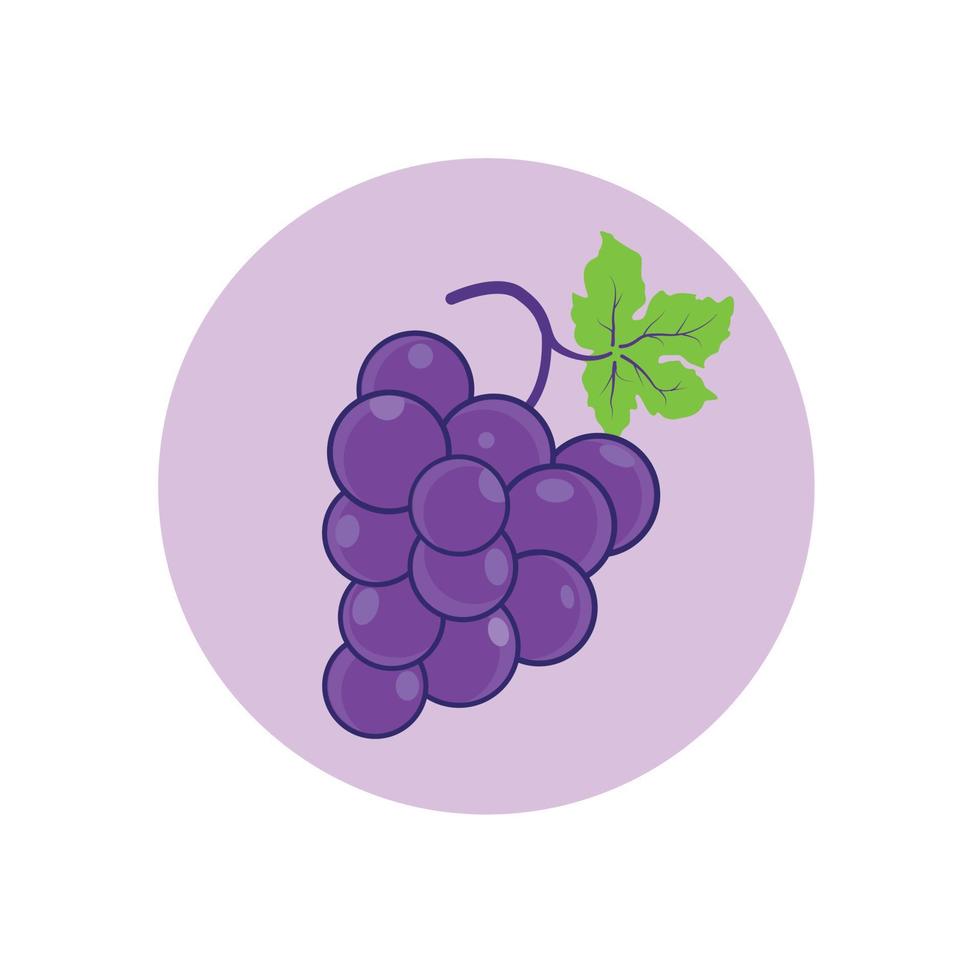 vector libre de estilo plano de uvas. racimo de uvas moradas con tallo y hoja