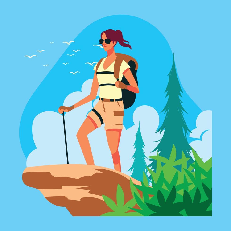 Mountain Hiker Girl vector