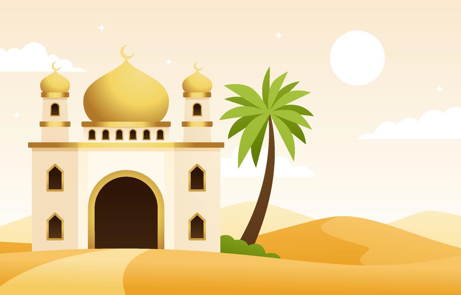 A Mosque in the Desert Background vector