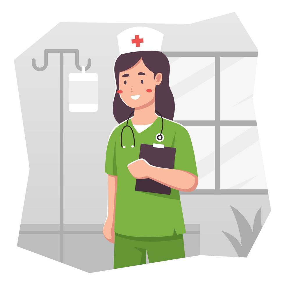 Nurse Character Working at The Hospital vector