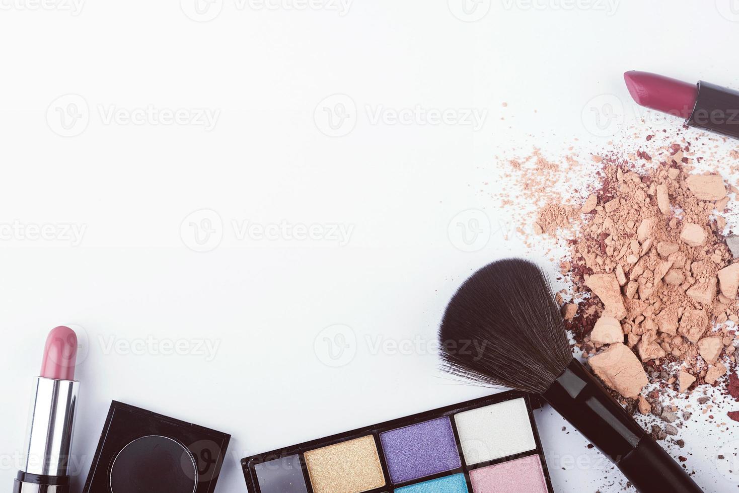 Make-up cosmetics isolated on white background photo
