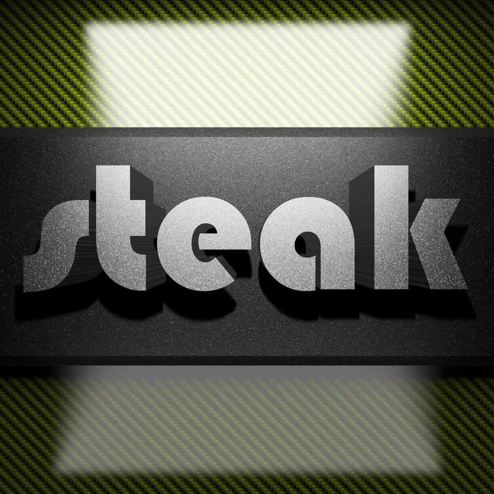 steak word of iron on carbon photo