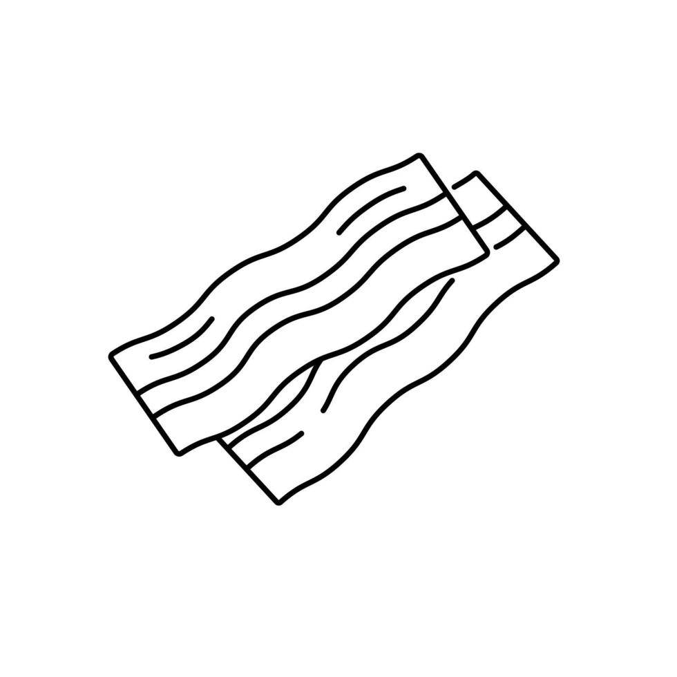 Simple bacon slice icon isolated on white background. Fast food concept. Line illustration from gastronomy concept. Black and white image vector