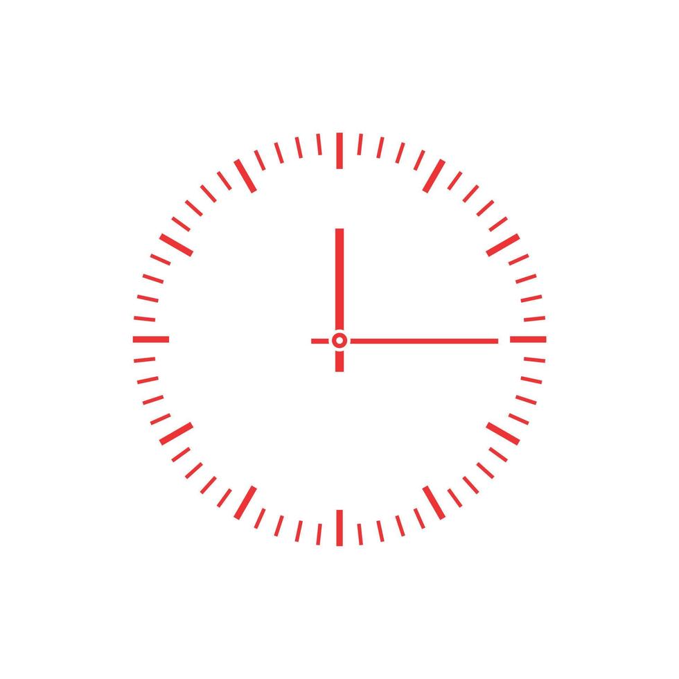 Simple red and white clock icon. vector