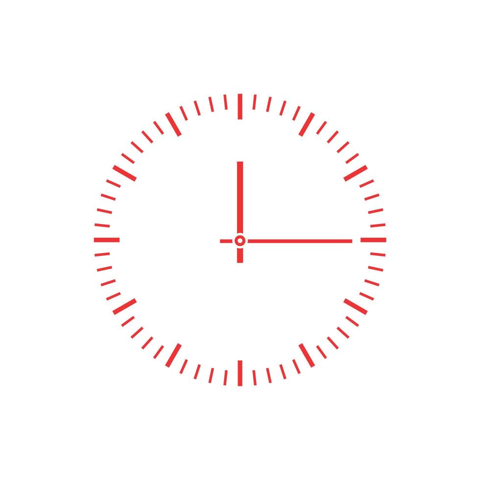 Simple red and white clock icon. vector