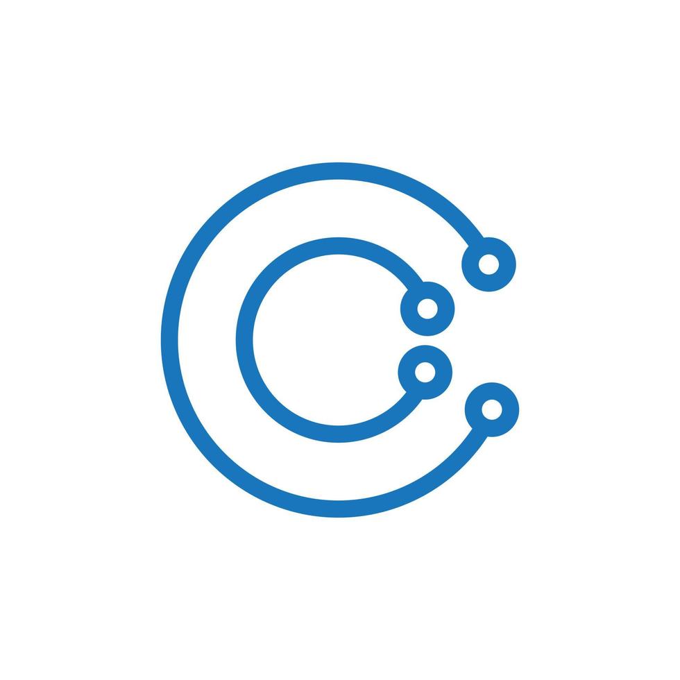 Letter C logo design template, Technology abstract dot connection logo icon circle logotype vector