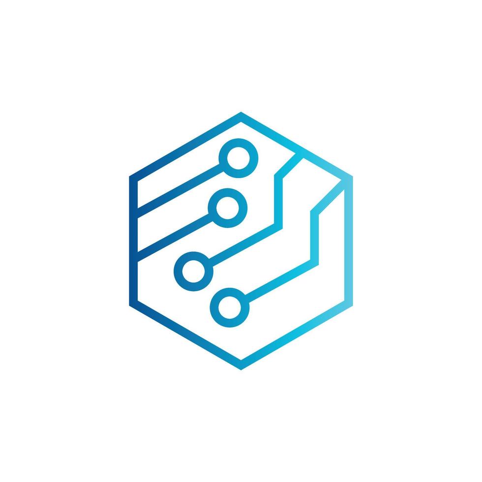 Abstract creative technology logo, design concept, emblem, icon, flat logotype element for template. Vector circuit board tech icon.