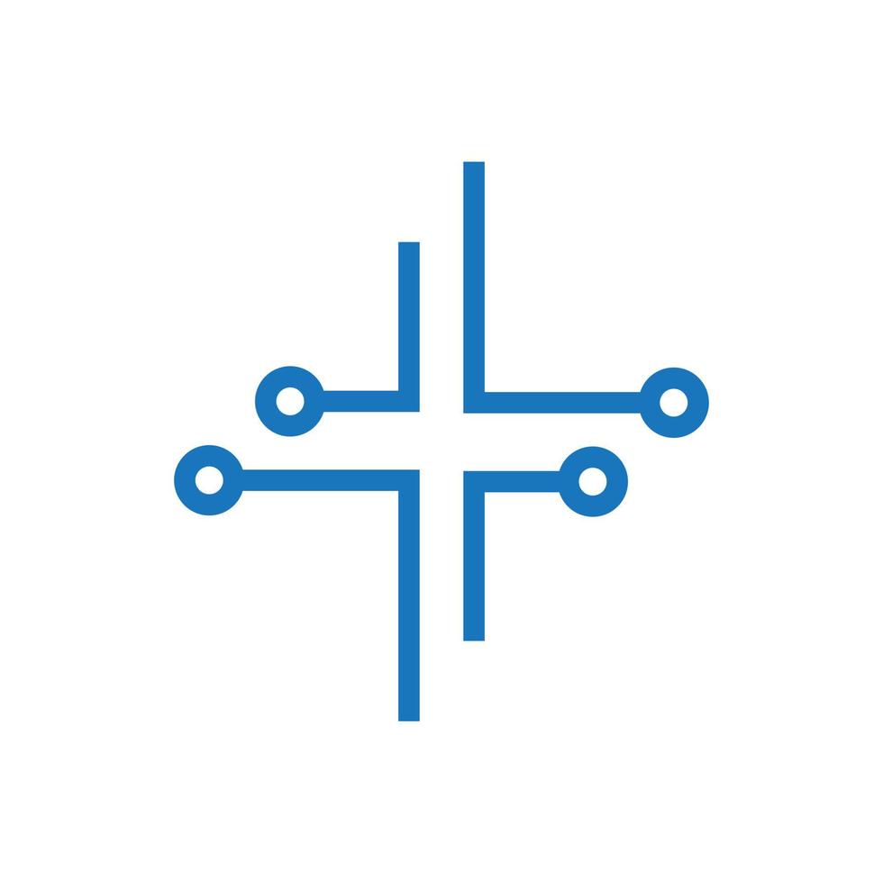 High Tech icon. Abstract vector cross technology logo.