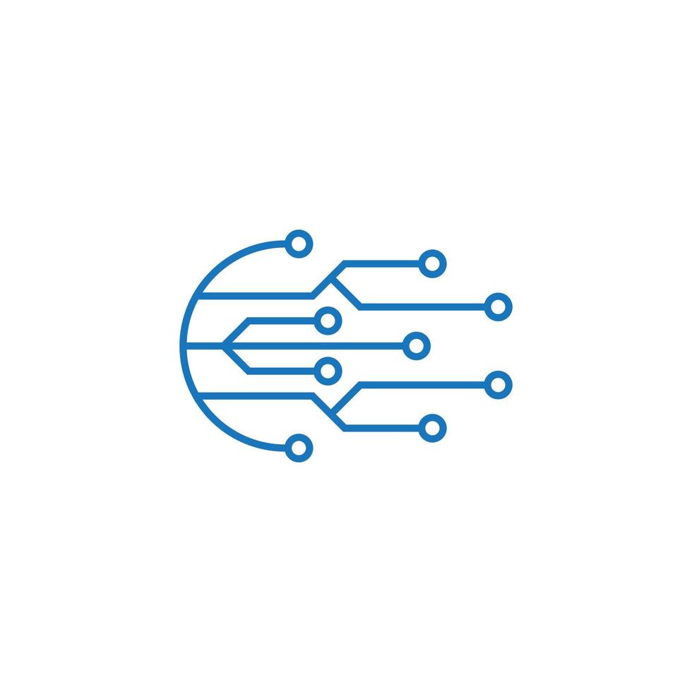 Abstract creative technology logo, design concept, emblem, icon, flat logotype element for template. Vector circuit board tech icon.