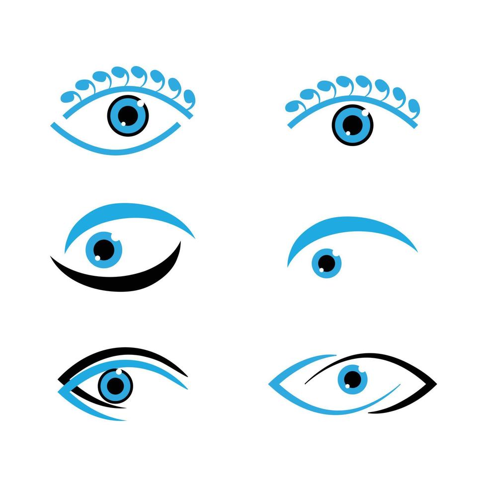 Abstract set of eyes. Open, winking and closed eyes. vector