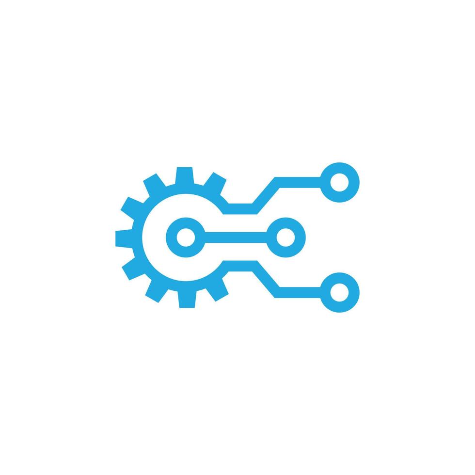 Digital gear tech - vector business logo template concept illustration. Gear electronic factory sign