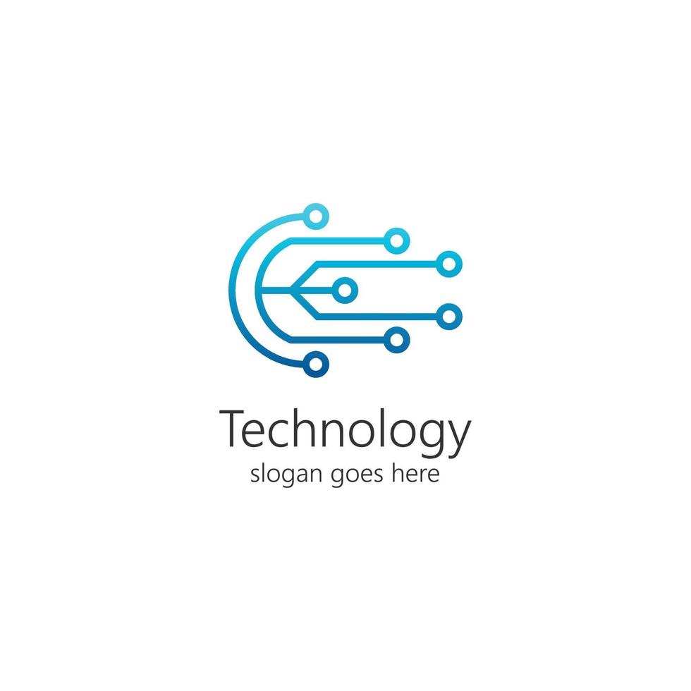 Abstract creative technology logo, design concept, emblem, icon, flat logotype element for template. Vector circuit board tech icon.